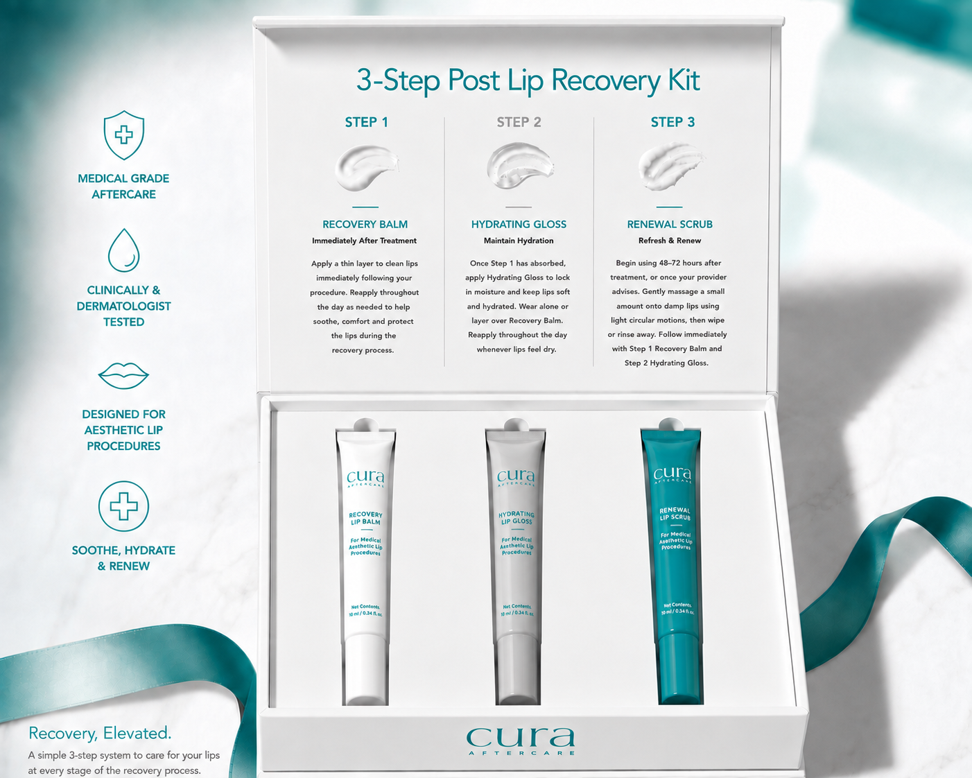 Cura Aftercare 3 Step Post Lip Recovery Kit Product
